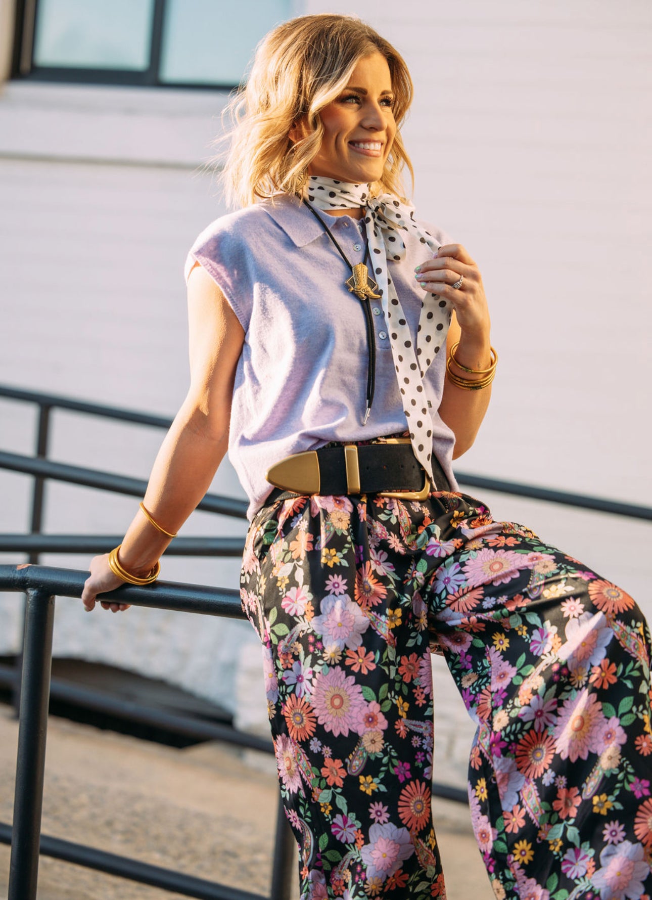 Lavender Collared Sweater Top