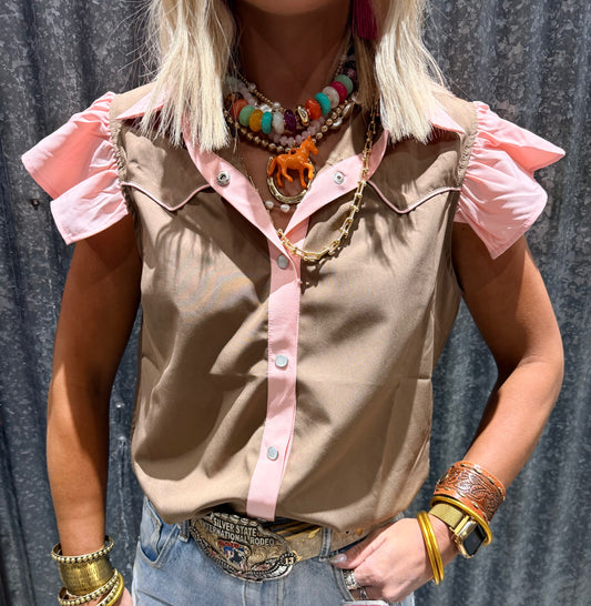 Pink & Tan Western Top