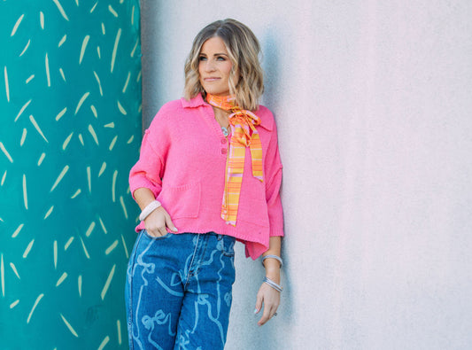 Candy Pink Cropped Sweater