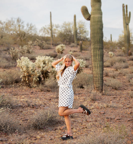 White + Black Polka Dot Set