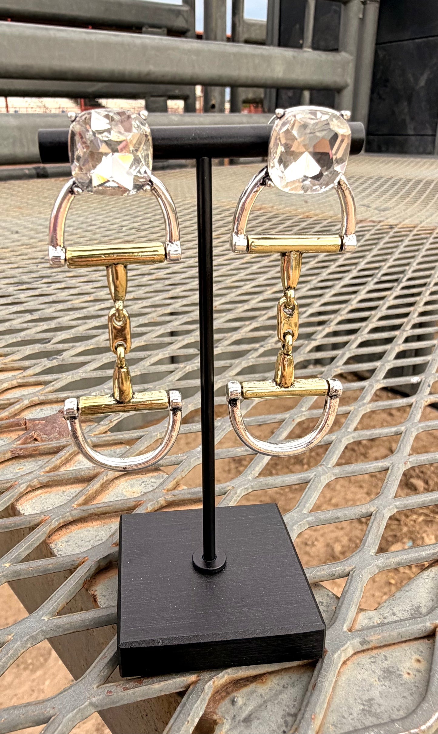 Large Rhinestone Bit Earrings