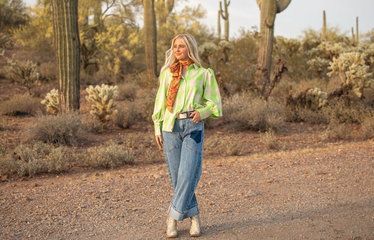 Denim Patch Barrel Jean