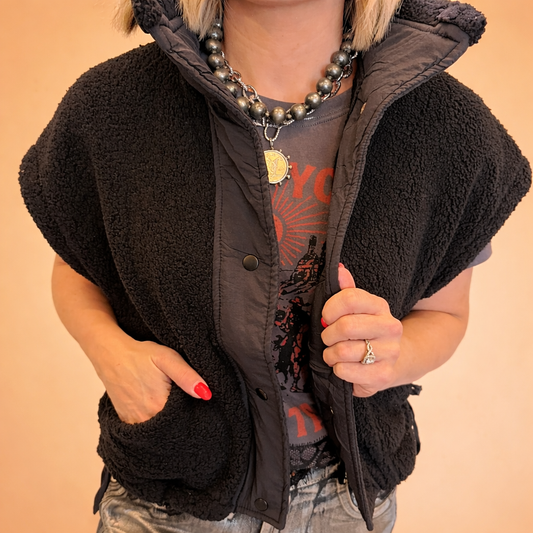 Black Sherpa Vest