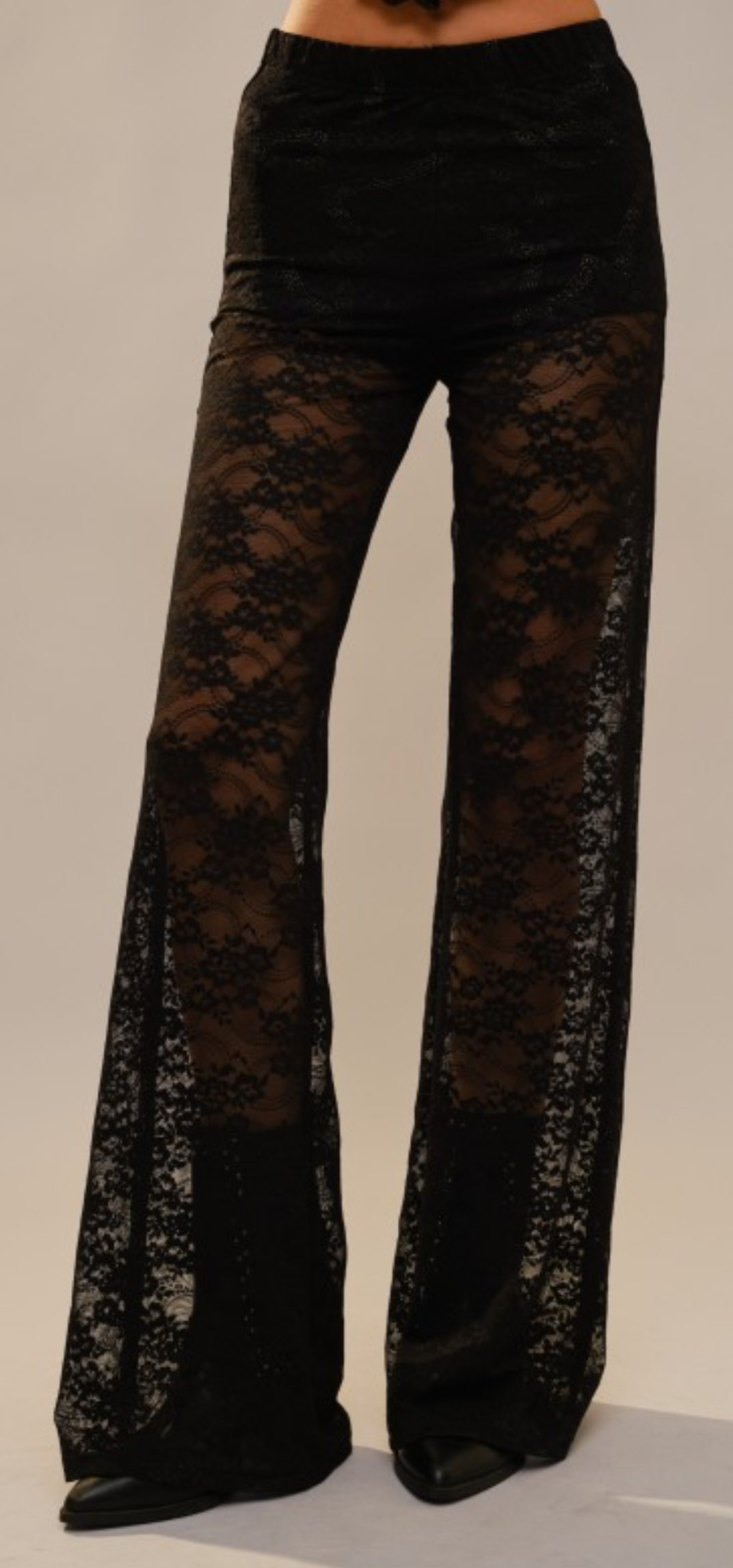 Black Floral Lace Flare Pant