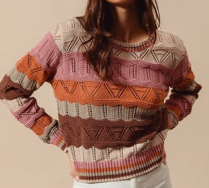 Wavy Color Block Sweater