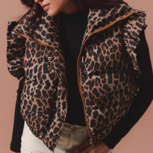 Leopard Puffer Vest