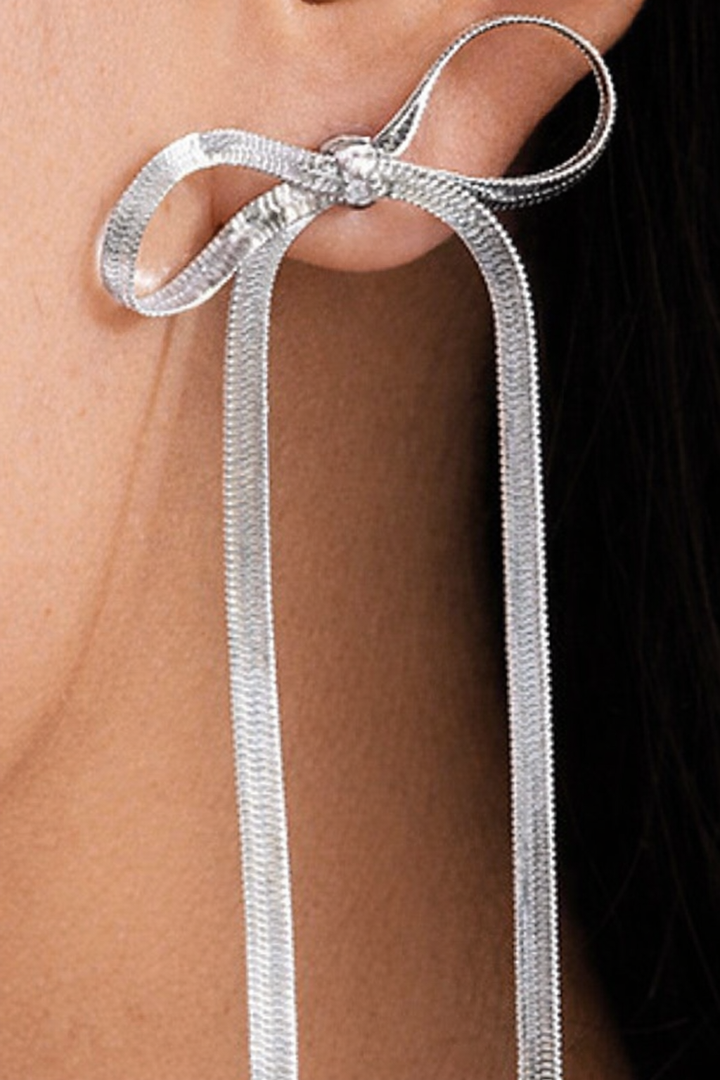 Silver Long Bow Earrings