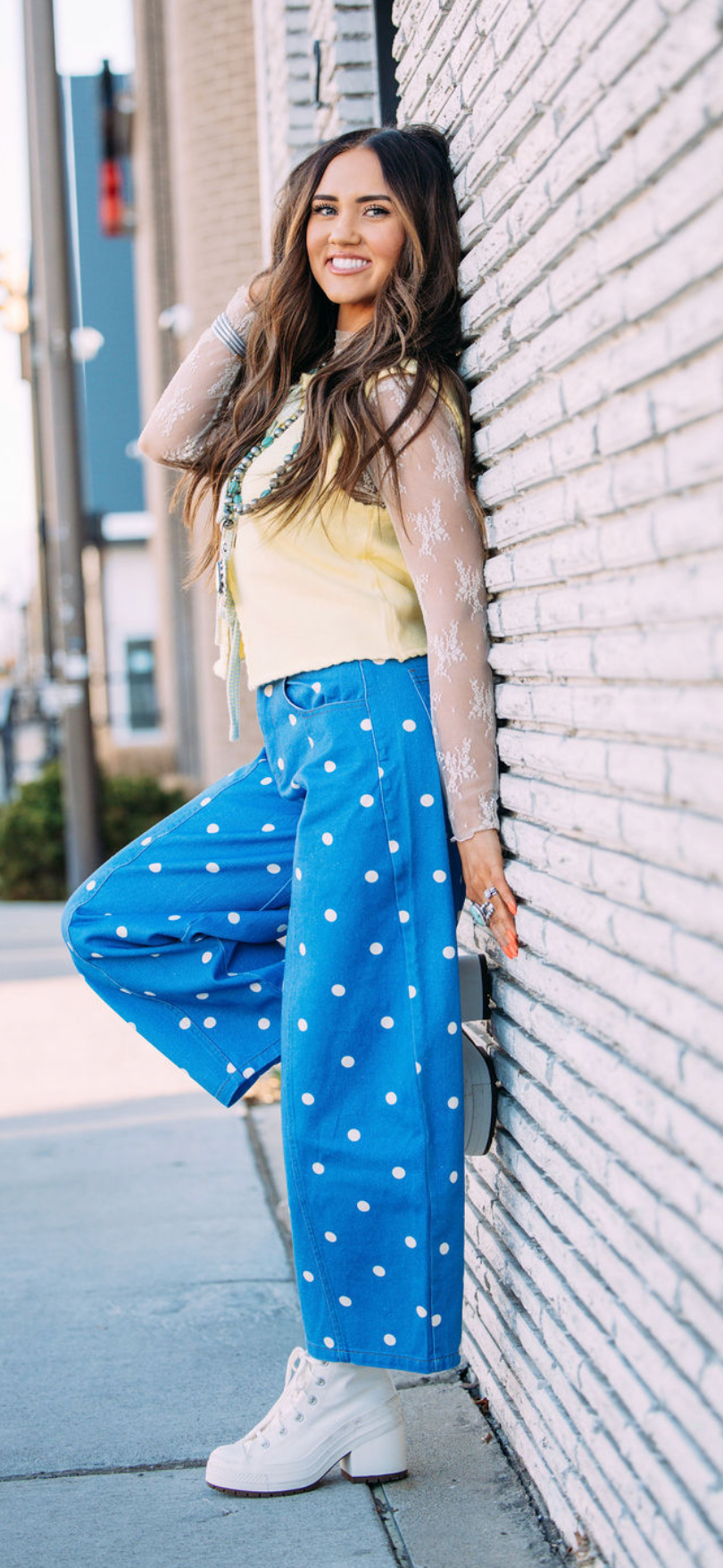 Blue Polka Dot Barrel Jean
