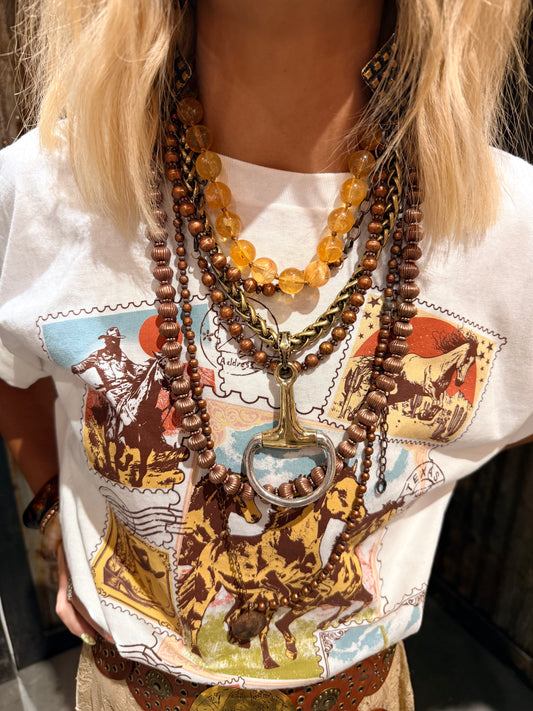 Large Gold Mixed Metal Bit Necklace