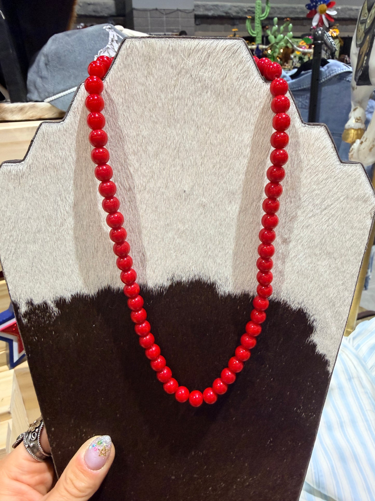 Red Glass Bead Necklace