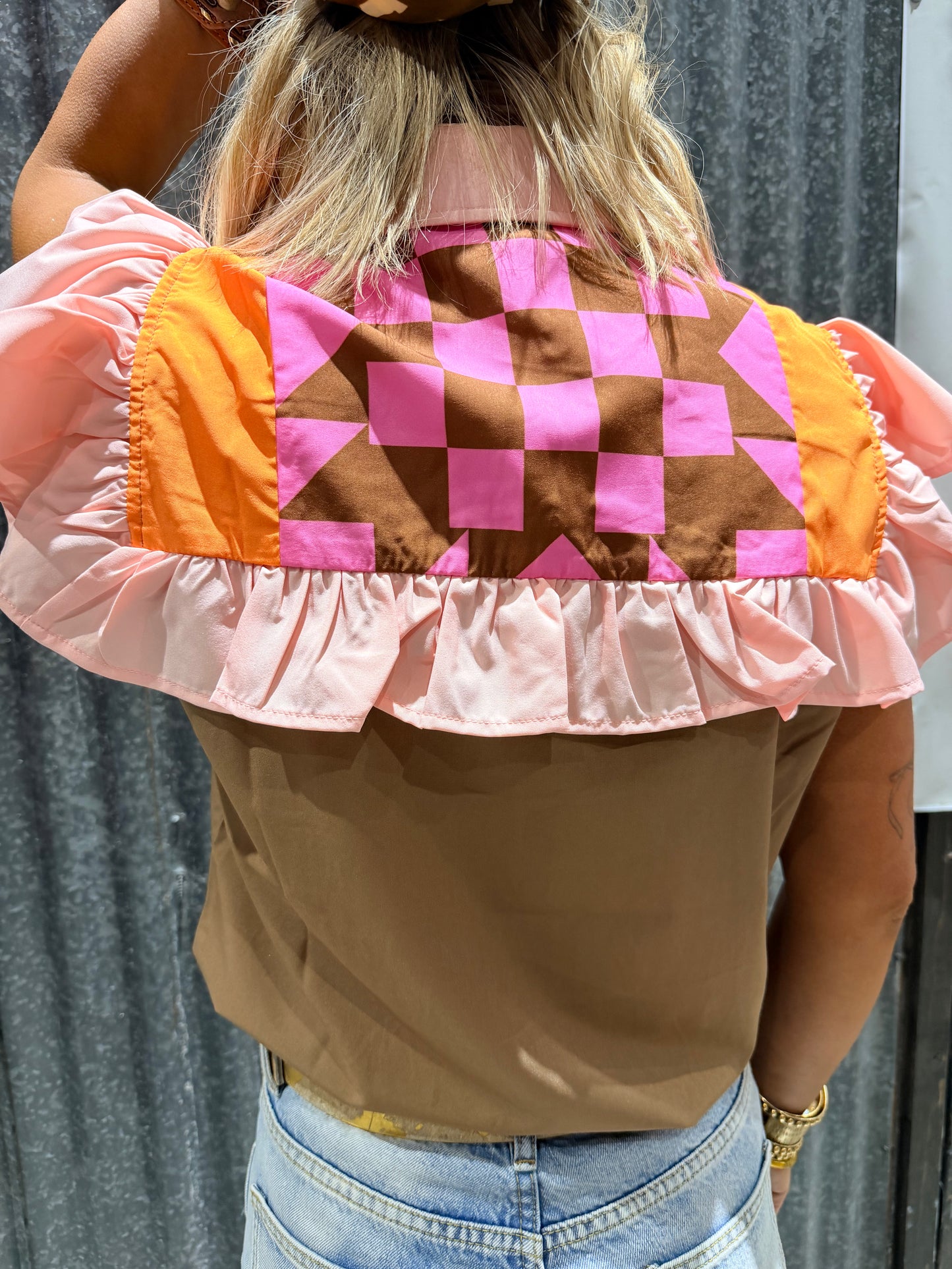 Pink & Tan Western Top