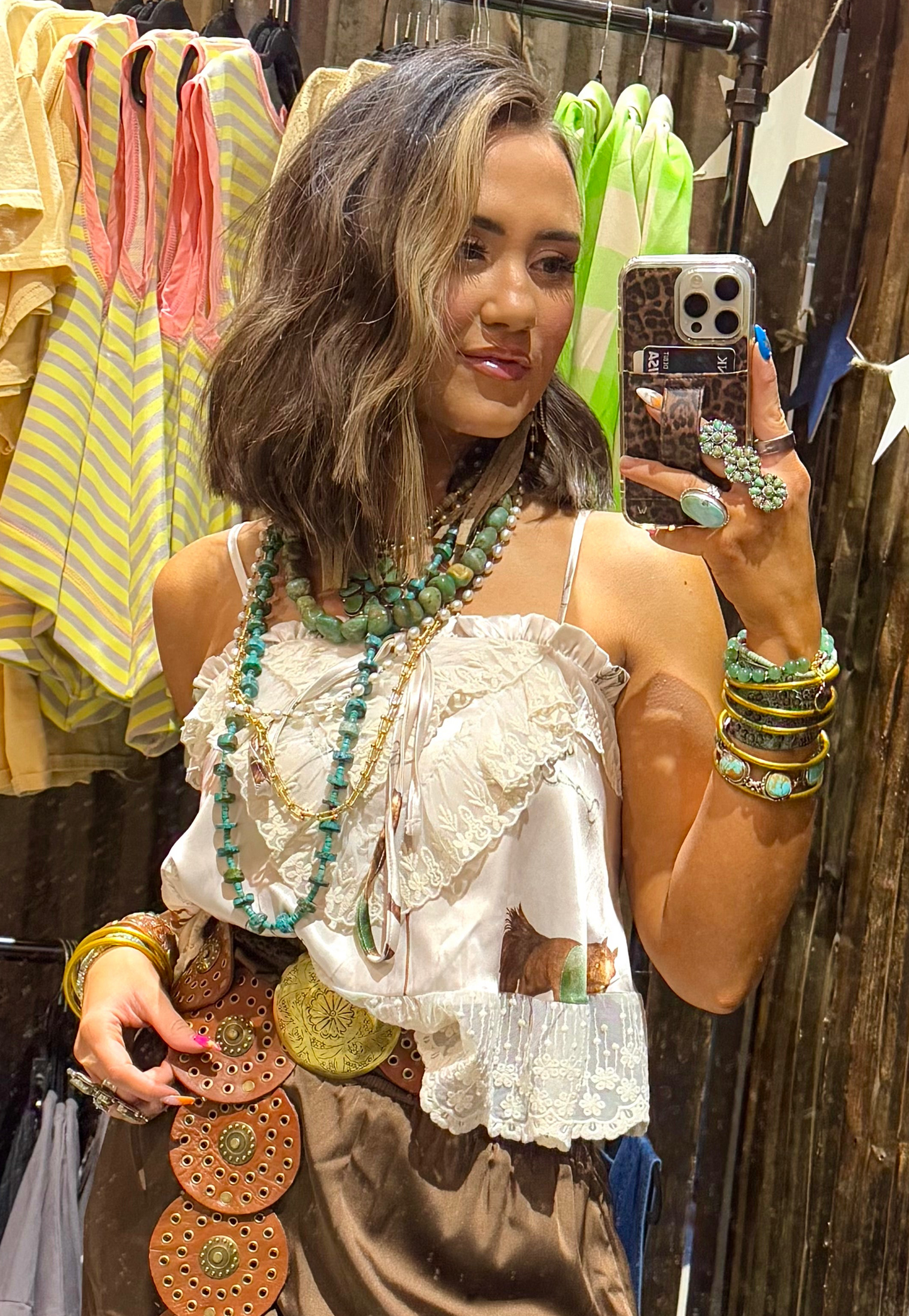Satin + Lace Western Print Cami Tank