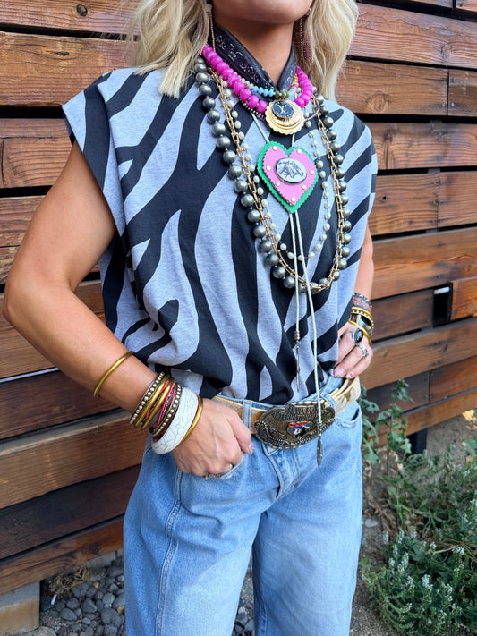 Zebra Print Muscle Tee