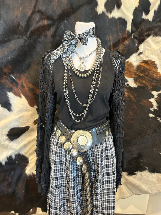 Black Lace Sleeve Top