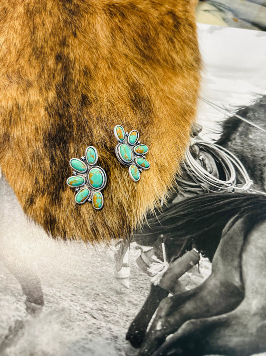 Turquoise Cluster Earrings