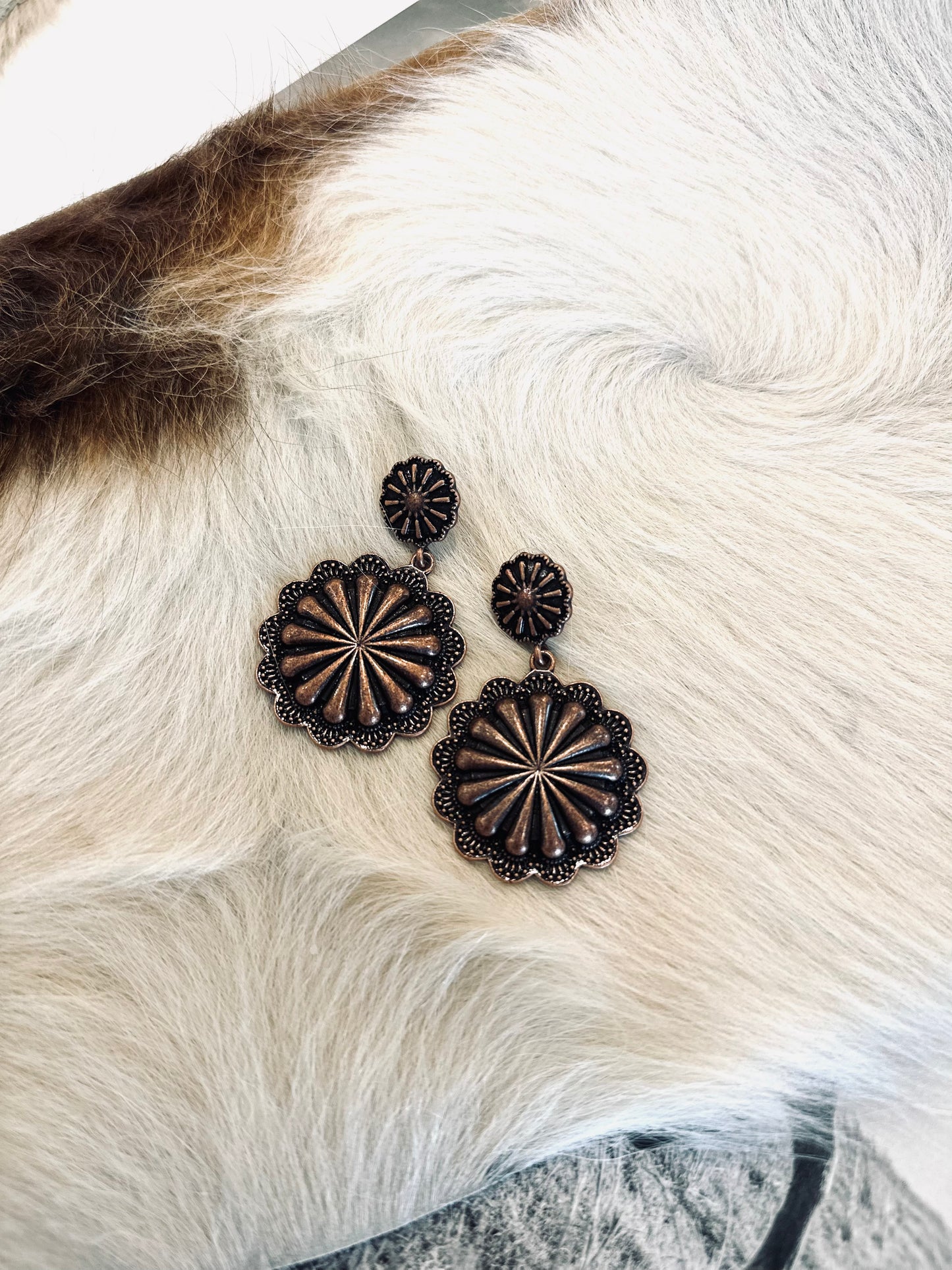 Copper Concho Dangle Earrings