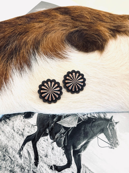Copper Concho Stud Earrings