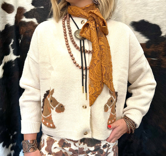 Cream Horse Print Sweater