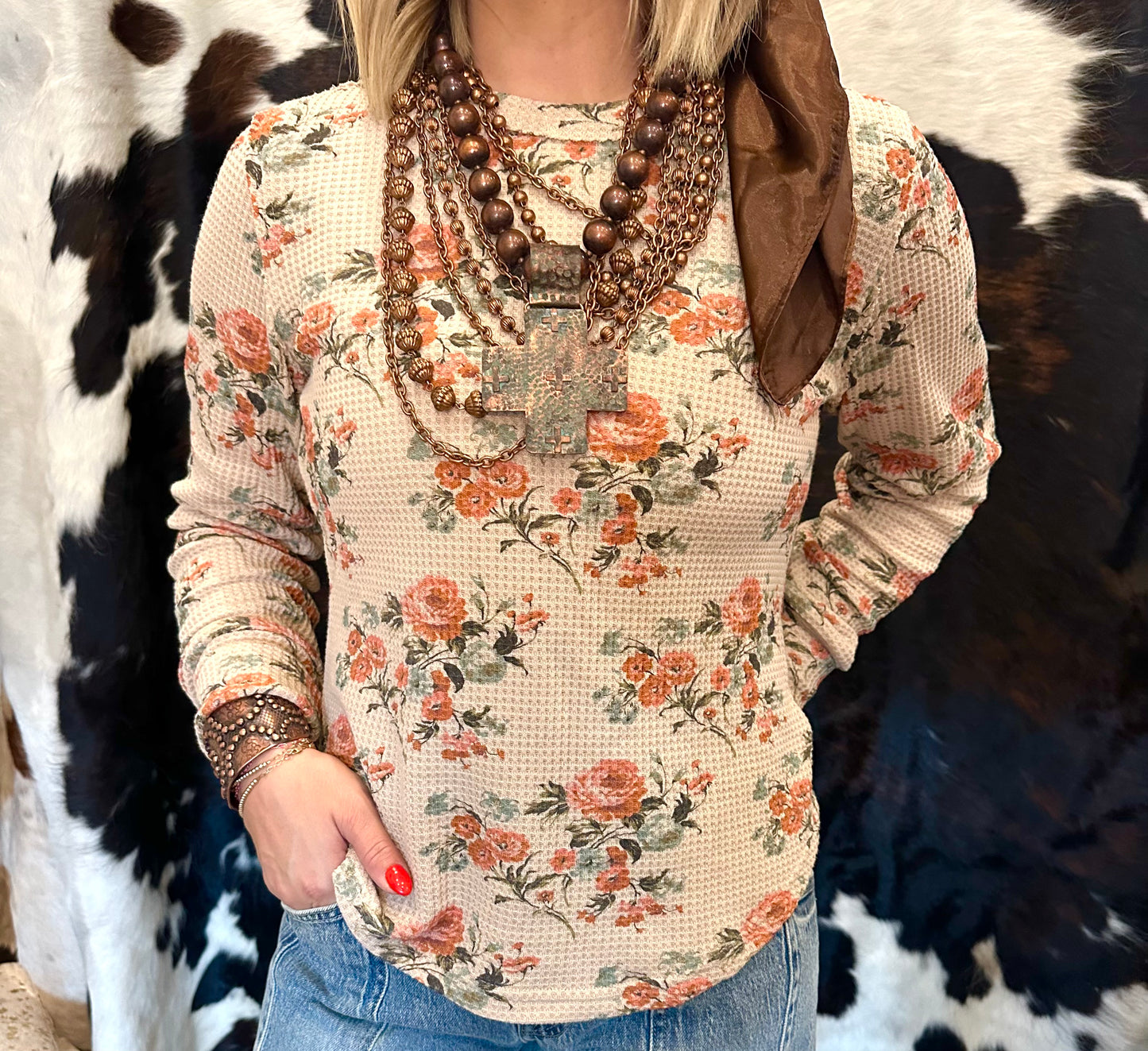 Vintage Floral Thermal Top