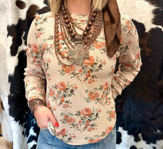Vintage Floral Thermal Top