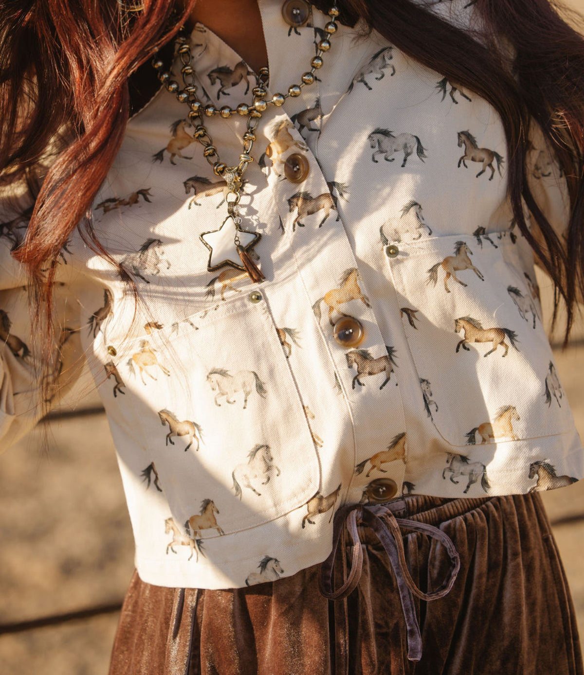 Horse Print Corduroy Jacket