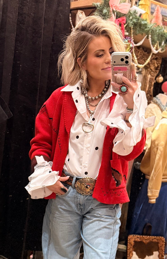 Red Horse Sweater Cardigan