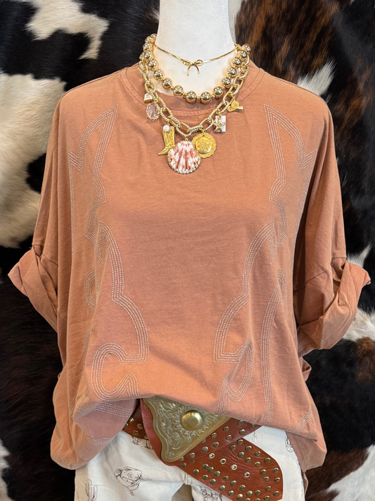Rust Boot Stitch Top