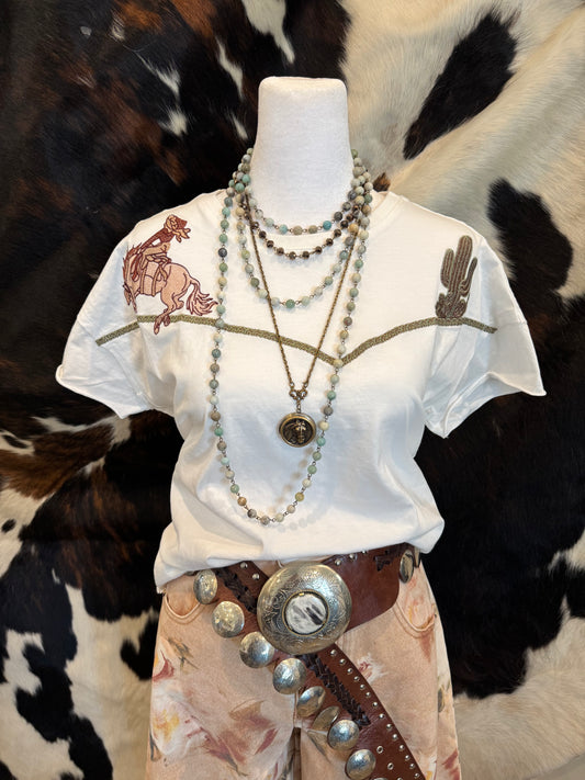 Western Embroidered Yoke Top