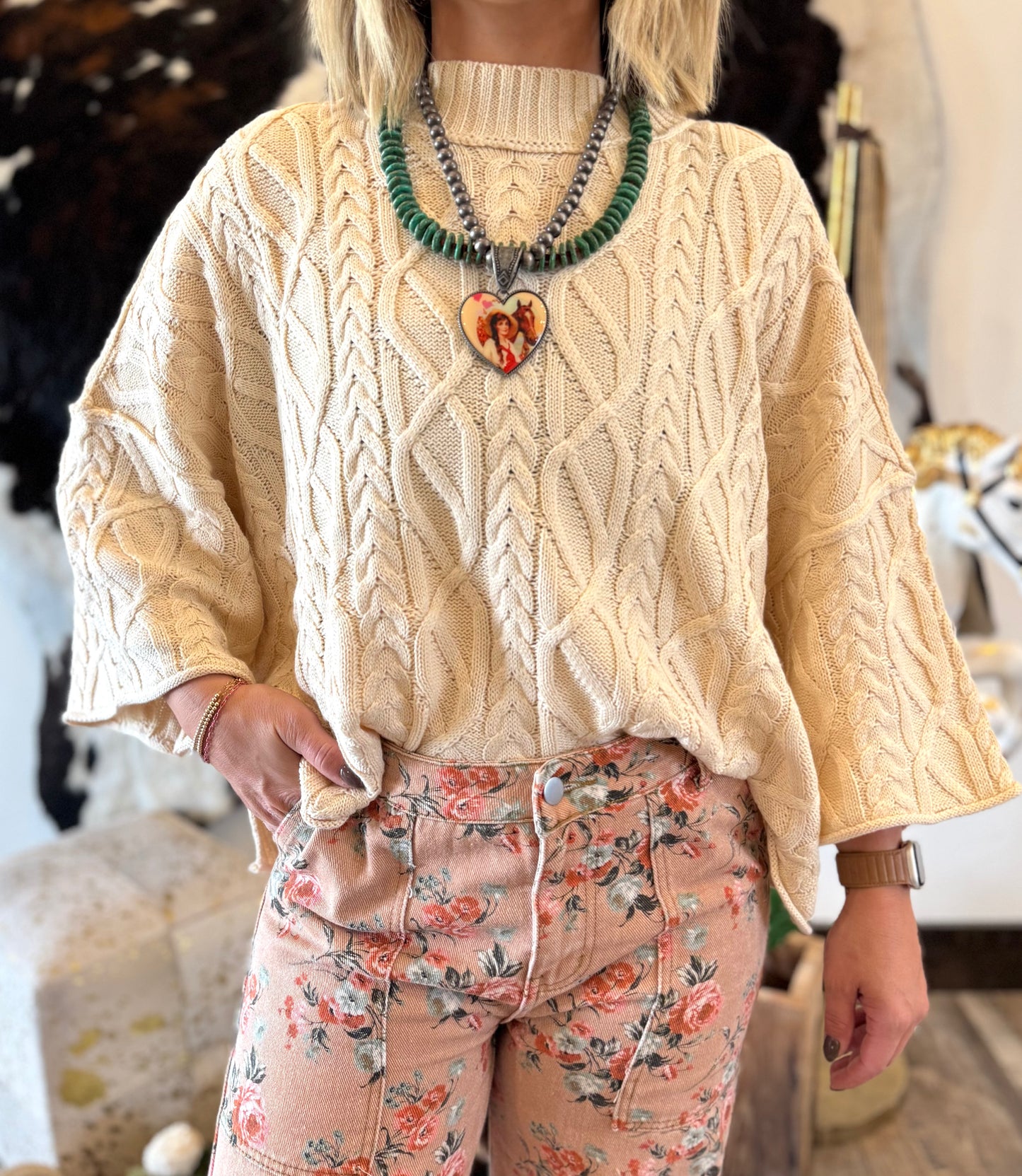 Cable Knit Cream Sweater