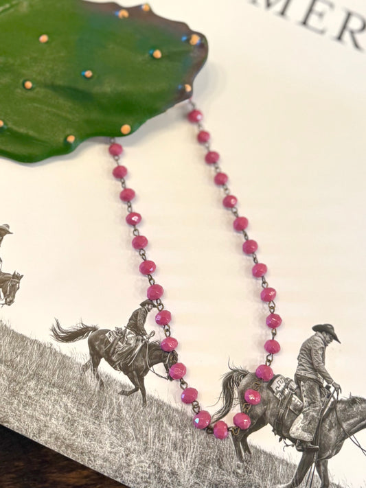Pink Crystal Bead Necklace