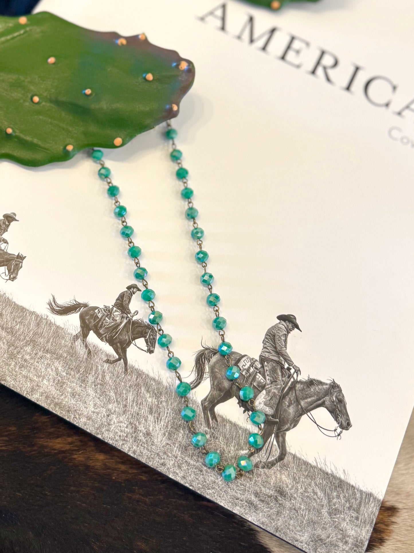 Turquoise Crystal Bead Necklace