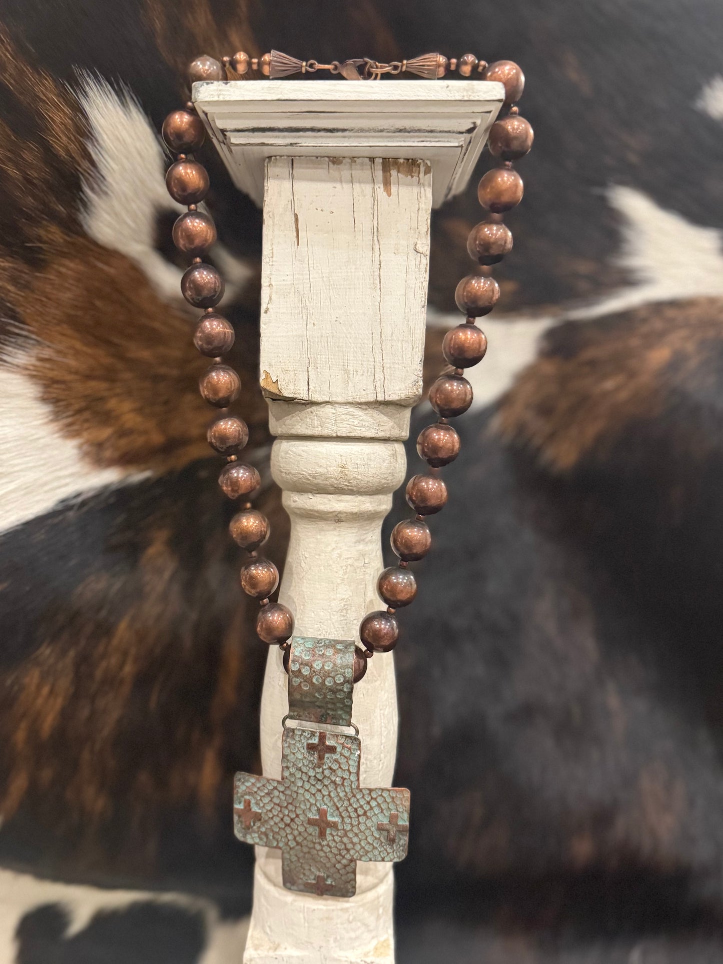 Copper Bubble Necklace with Washed Turquoise Pendant