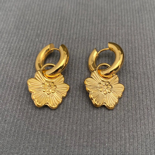 18K Plated Tropical Flower Huggie Earring