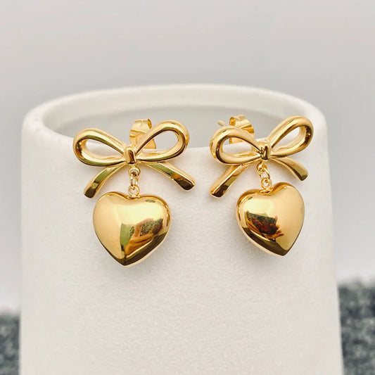 18K Plated Heart Earrings