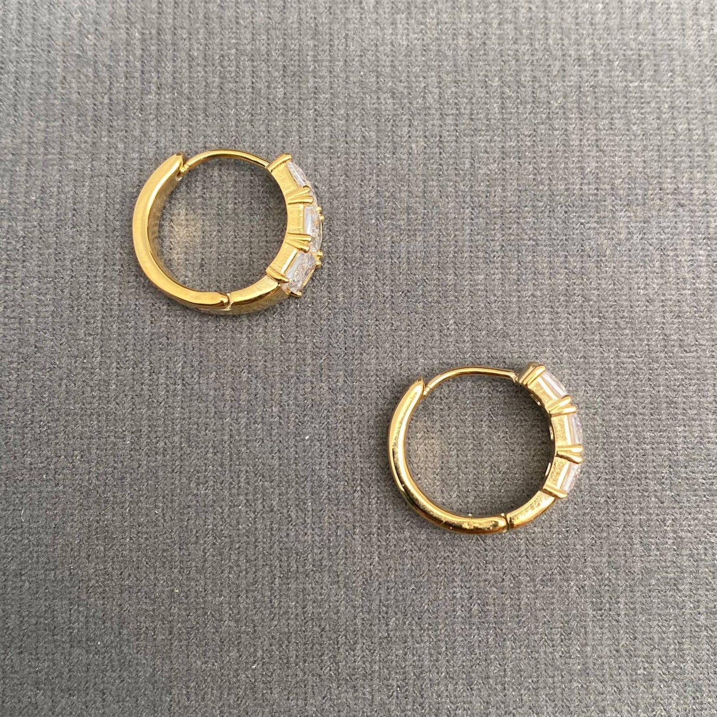 Triple Diamond Huggies (18k gold)