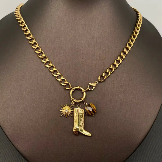 Western Boot Charm 18K Necklace