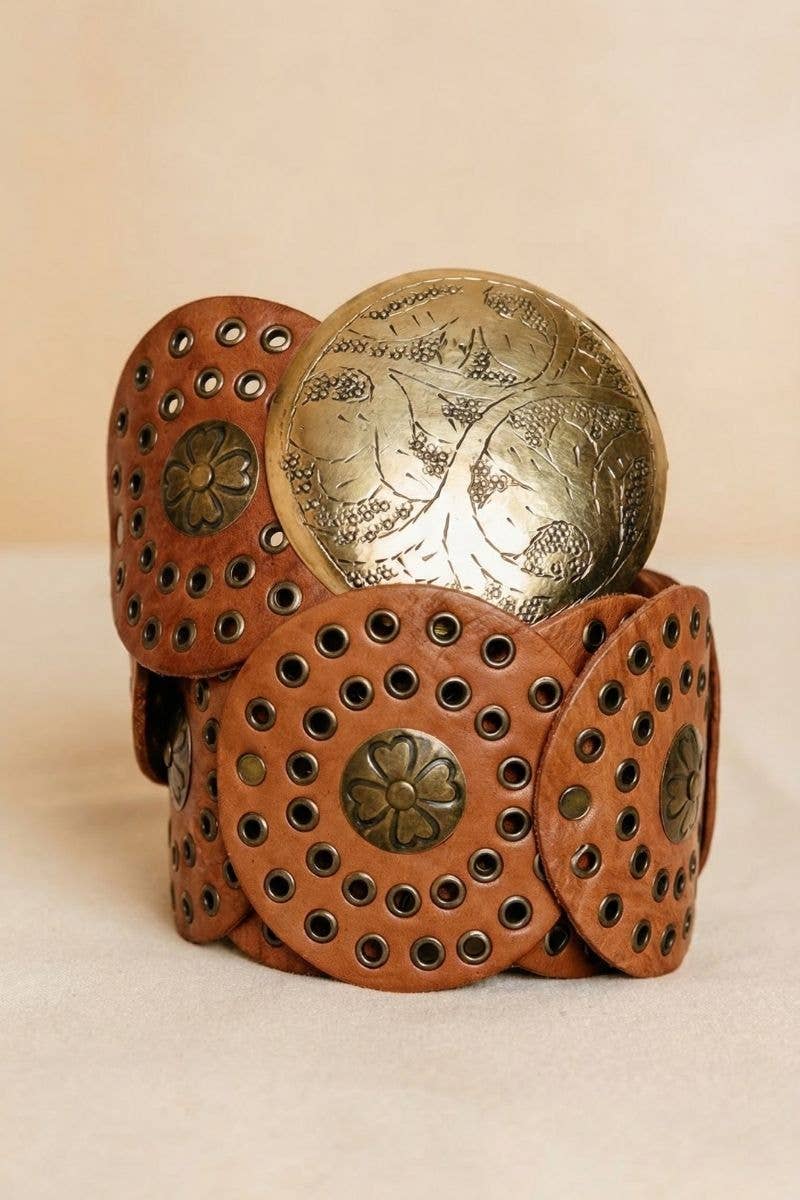 Light Brown Leather Concho Belt