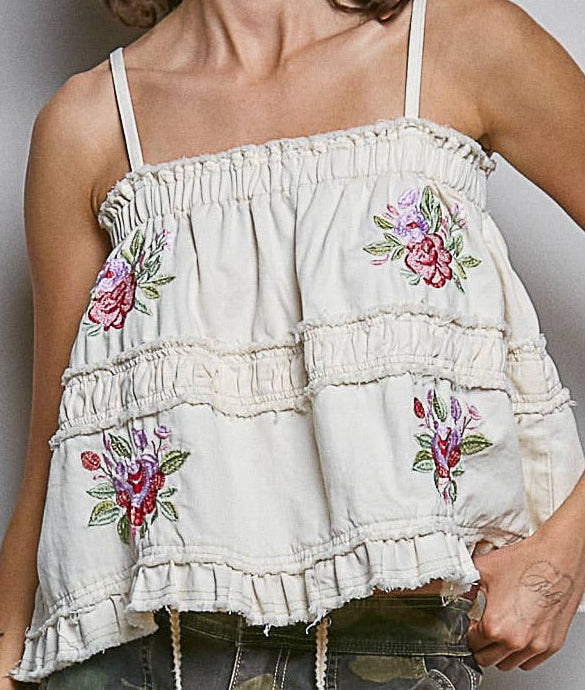 Floral Embroidered Tank