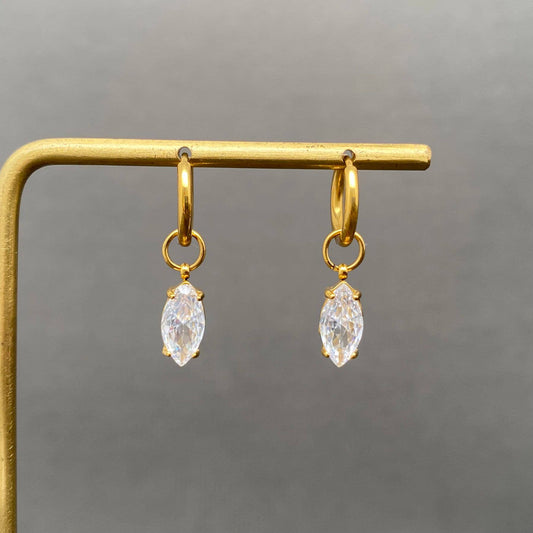 Dainty Diamond Huggie Earrings (18K Gold)