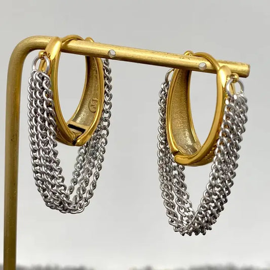 Multi-Layer Chain Fringe 18K Earring