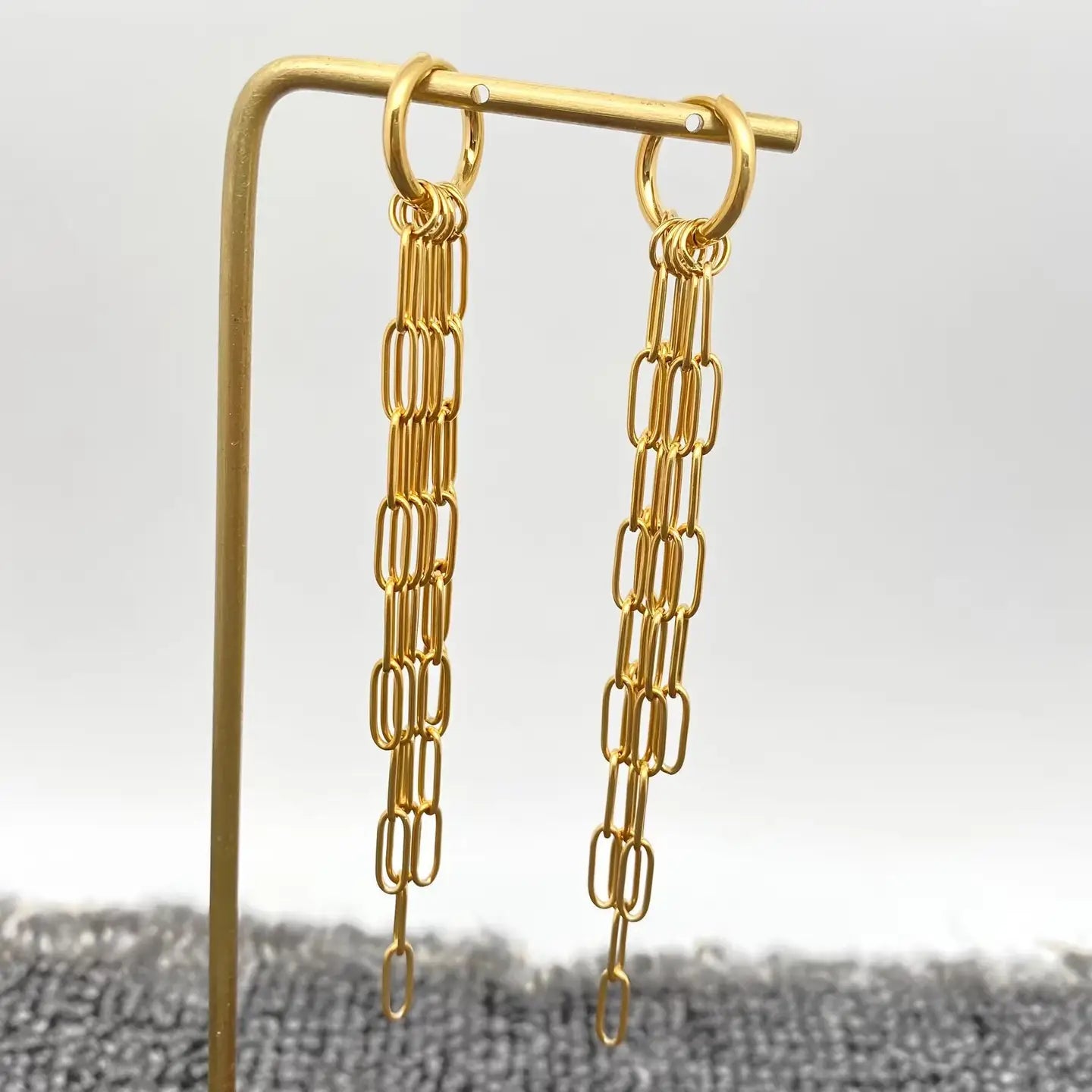 18K Plated Chain Fringe Huggie Earrings